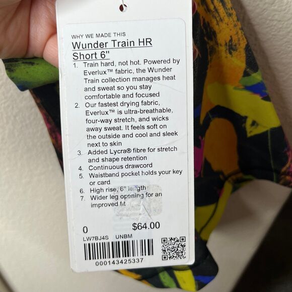 NWT Lululemon Wunder Train High Rise Short 6" Undertone Black Yellow Size 0 #404 - Picture 8 of 9